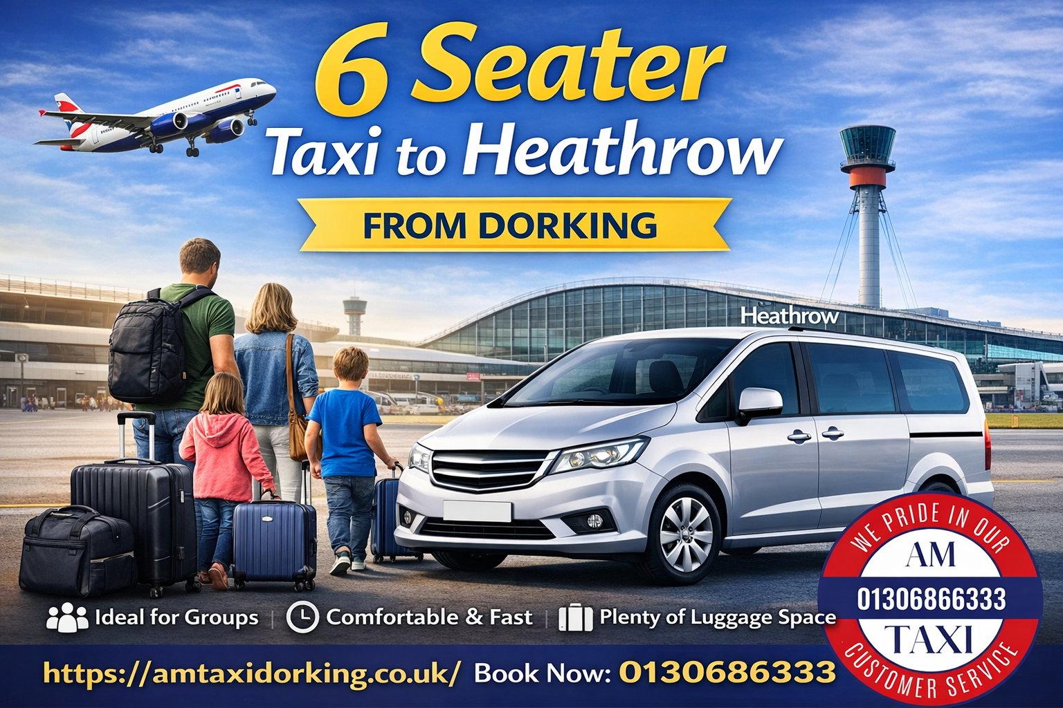 6 Seater Taxi Heathrow Dorking Airport Transfer
